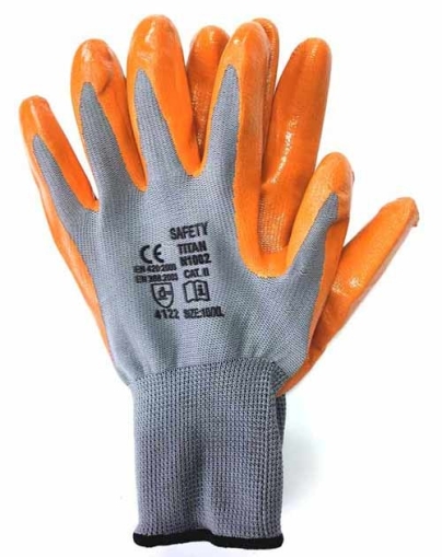 Ръкавици Globus Titan N1002, сиво/оранж, размер 10, топени в нитрил