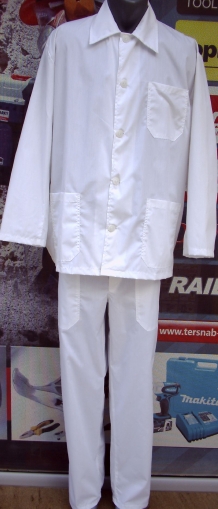 Мъжки работен костюм Бял дълъг ръкав- куртка и панталон 