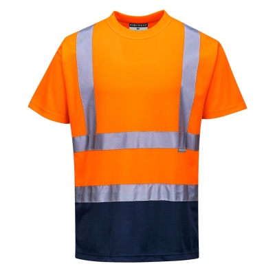 Двуцветна тениска с къси ръкави и светлоотразителни ленти S378