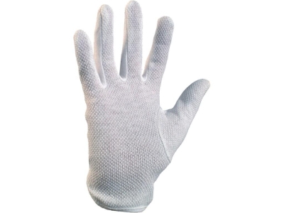 Ръкавици MAWA , текстил , на PVC точки, бели