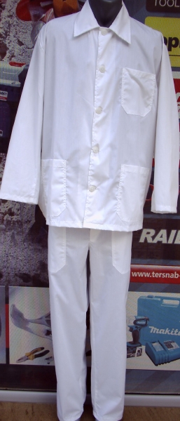 Мъжки работен костюм Бял дълъг ръкав - куртка и панталон 